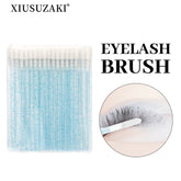 XIUSUZAKI 50pcs Disposable Eyelash Brush Crystal Lashes Micro Brushes Eyelash Extension Supplies Applicator Cleaner Beauty Makeup